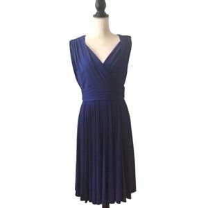 Ivy & Blu Sapphire Blue Pleated Cocktail Party Dress Sleeveless Size 10